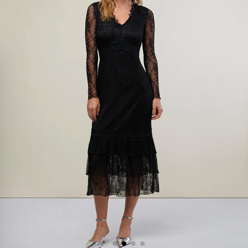 Rachel Parcell black lace midi dresss